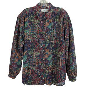Vintage Lee Authentic Clothing Long sleeve Art Paisley Floral Button up blouse M